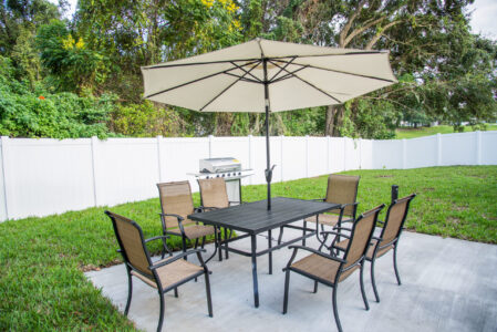 Outdoor patio and BBQ grill at Jameson Cozy Place vacation rental Ocoee Florida